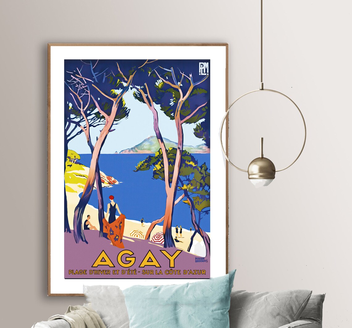 Agay Plage D'Hiver Et D'Ete, Vintage Travel Poster