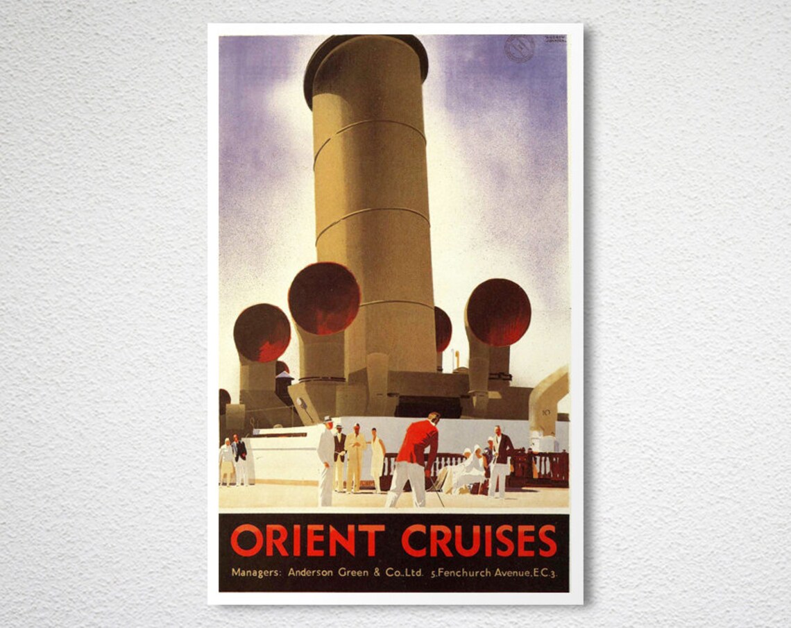 Orient Cruises Vintage Travel Poster, Travel Poster - Image 2