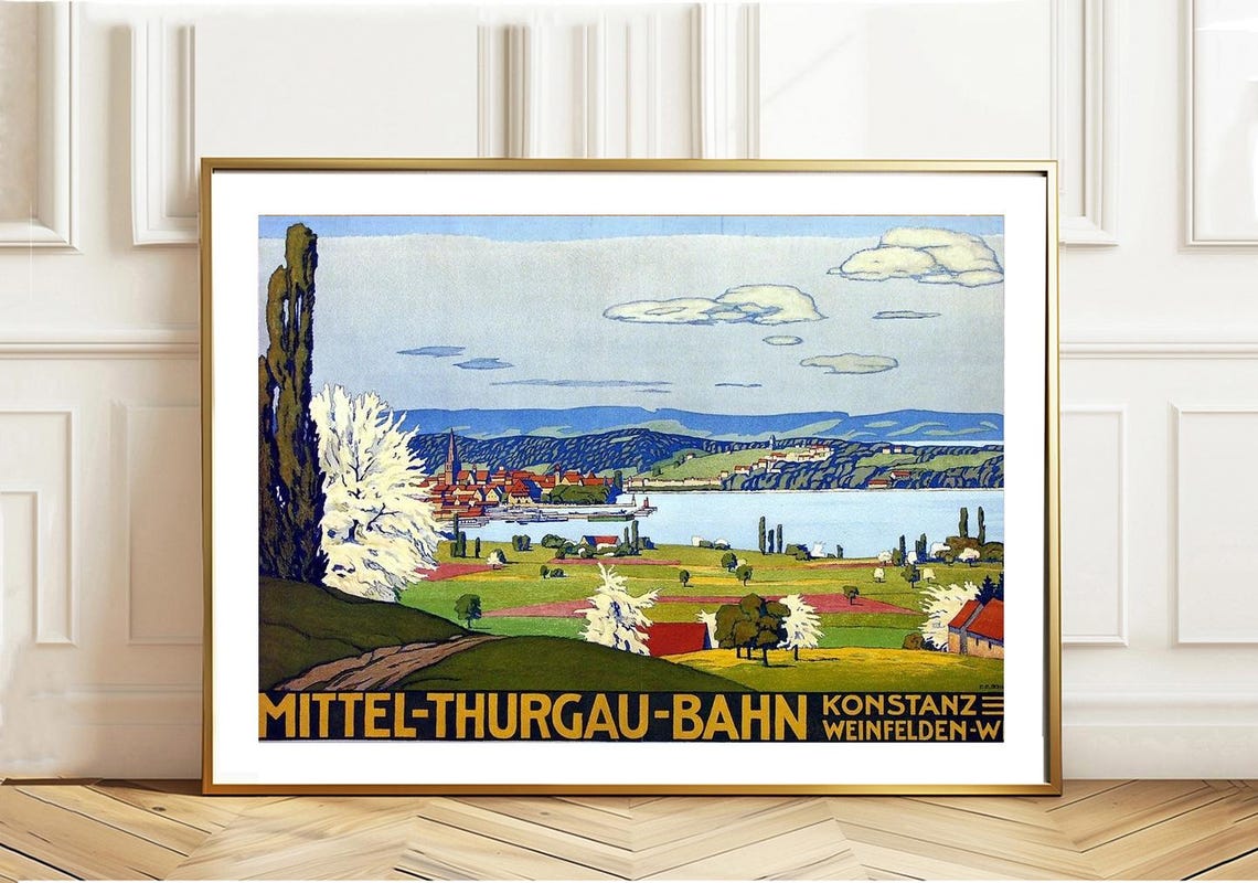 Mittel Thurgau Bahn Lake Constance Railway Vintage Travel Poster - Image 3