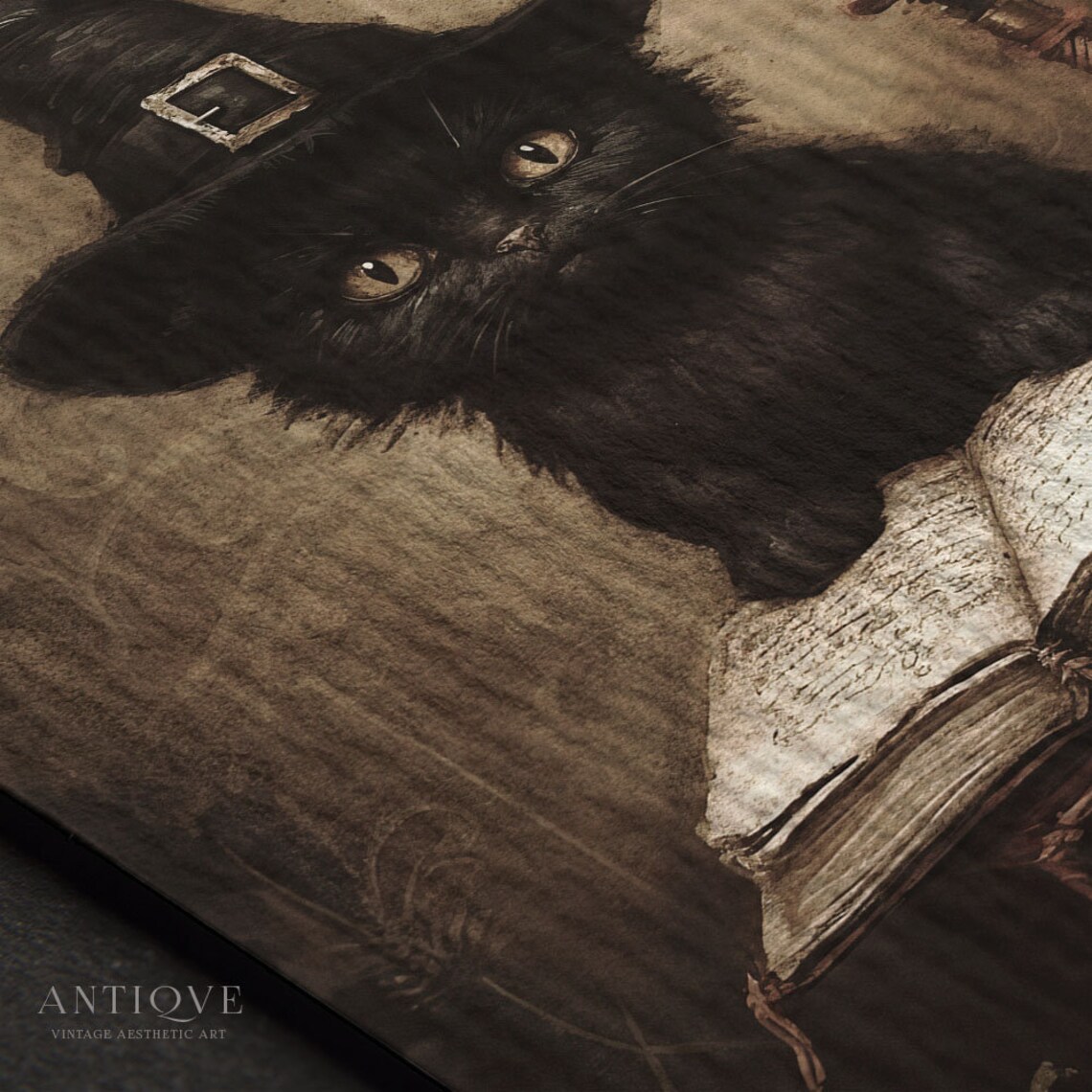 Black Cat Halloween Art Print, Whimsical Cat - Image 2