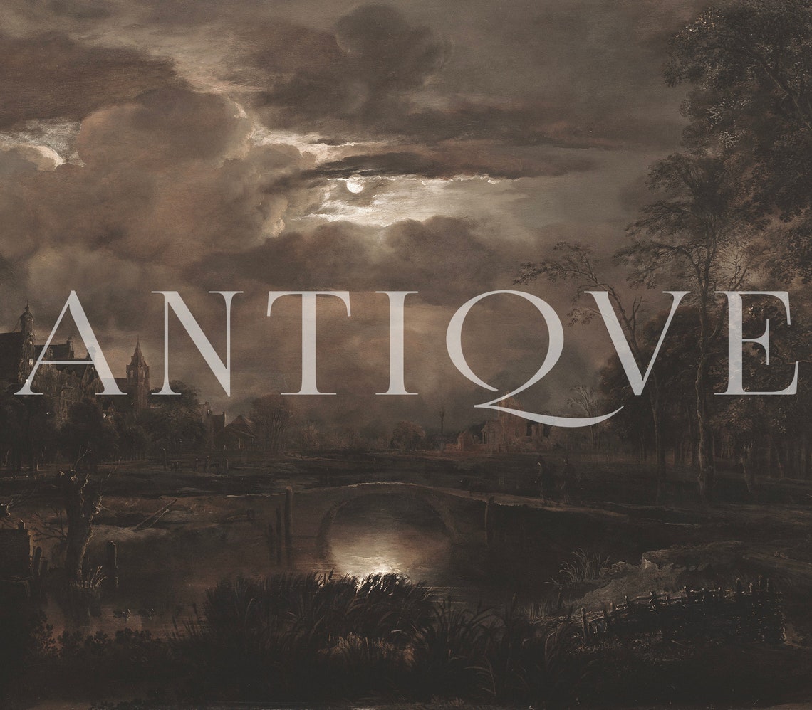 Moonlit River Night Landscape Dramatic Cloud Vintage Style Poster - Image 2