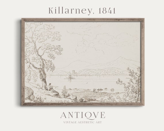 Innisfallen Island Killarney Co Kerry Ireland Irish Vintage Sketch From 1841 Neutral Irish Decor From 1800 834