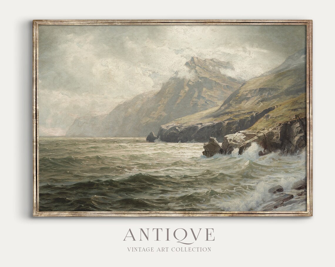 Irish Cliffs Of Donegal Vintage Seascape Art Print