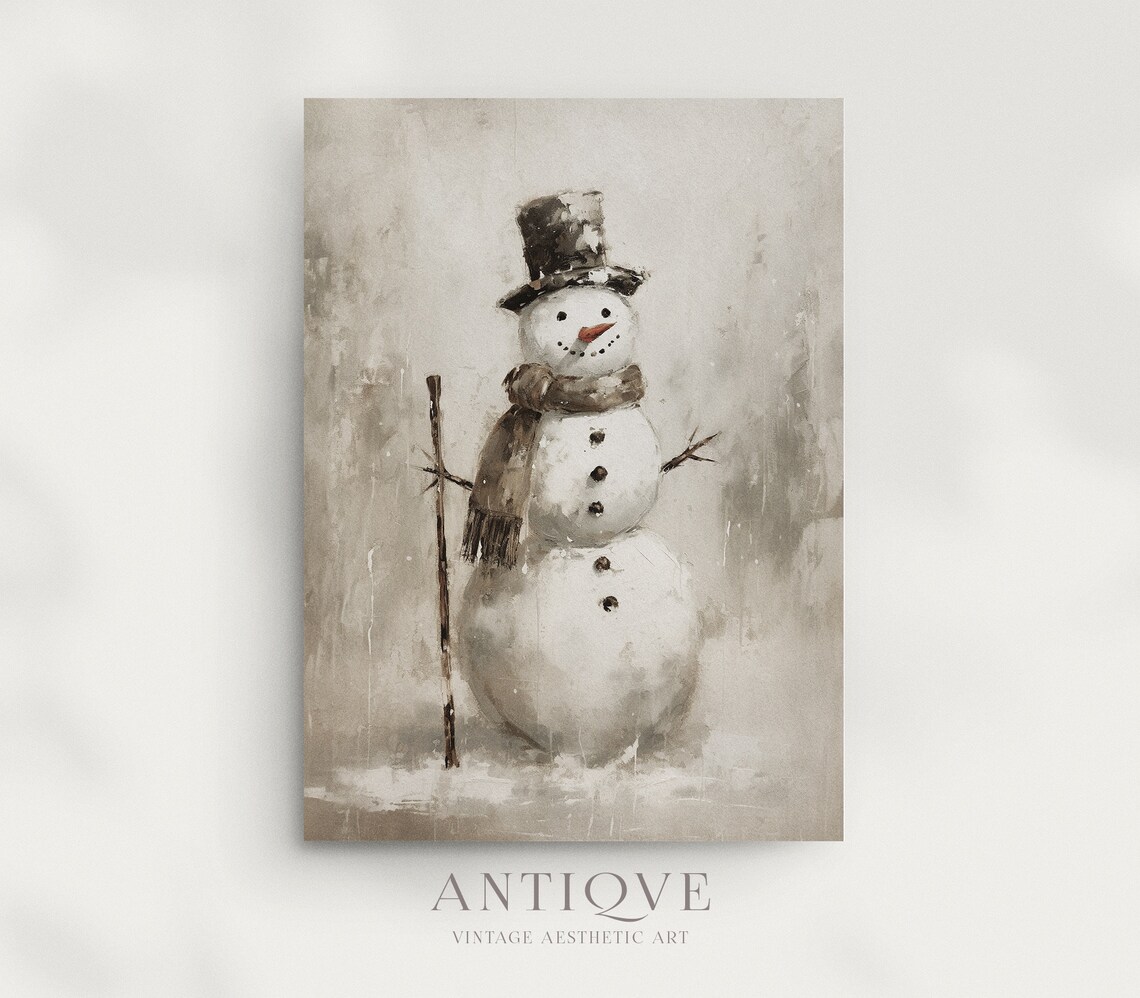 Snowman Christmas Painting, Rustic Farmhouse Decor - Image 2