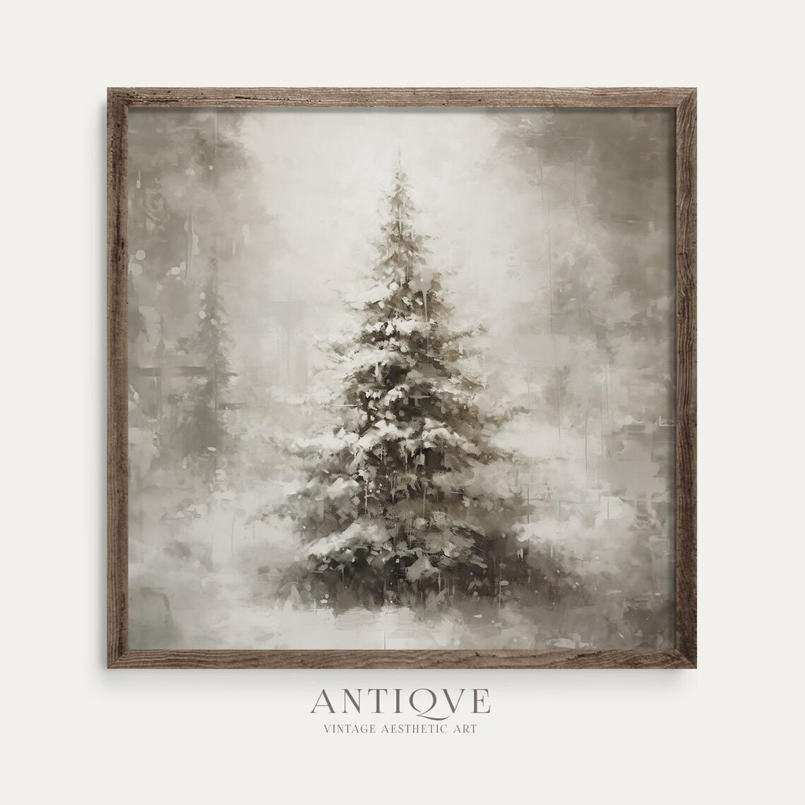Snow Covered Fir Tree Christmas Farmhouse Art Print - Image 4