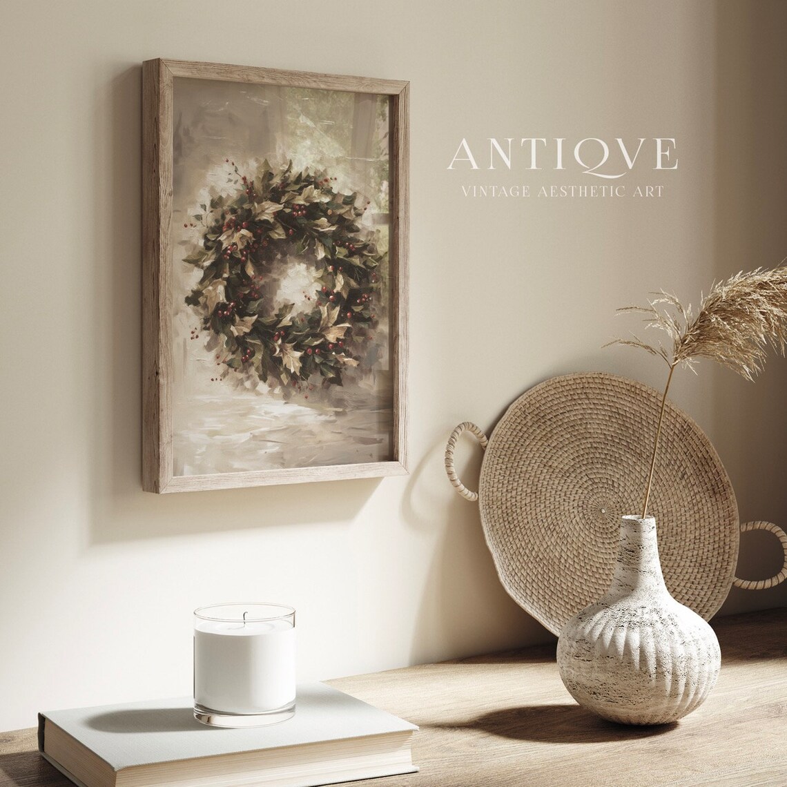 Christmas Wreath With Holly Berries, Classy Decor - Image 2