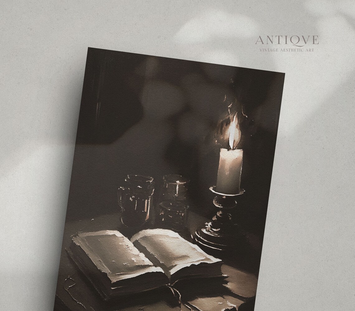 Victorian Book and Candlelight Still Life Art Print - Image 4