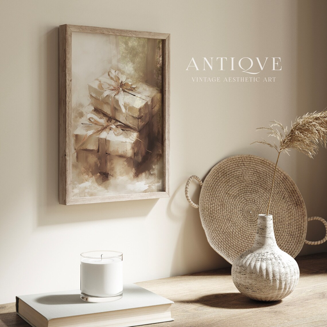 Christmas Presents Painting, Classy Holiday Decor - Image 2