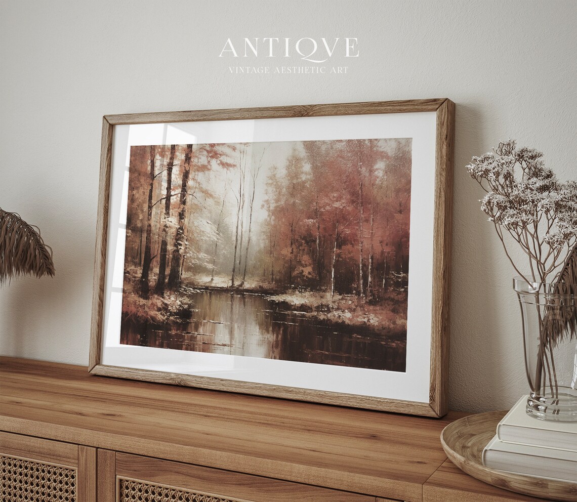 Calm Autumn Lake Art Print, Rustic Autumn Decor - Image 2