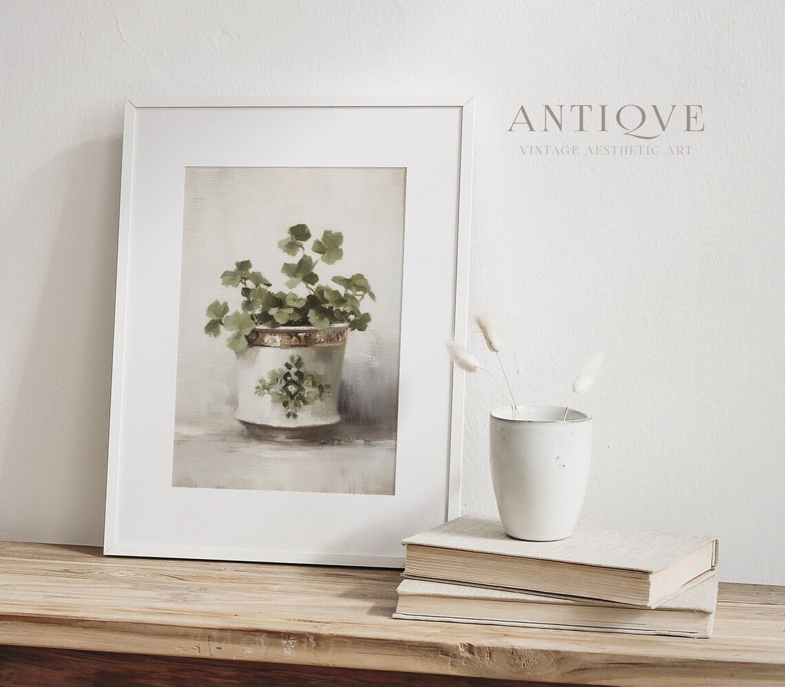 Clover Plant Neutral St Patricks Art Print - Image 4