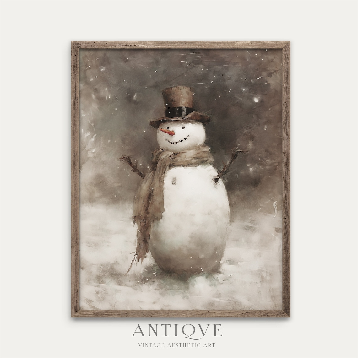 Winter Snowman Painting, Rustic Christmas Decor