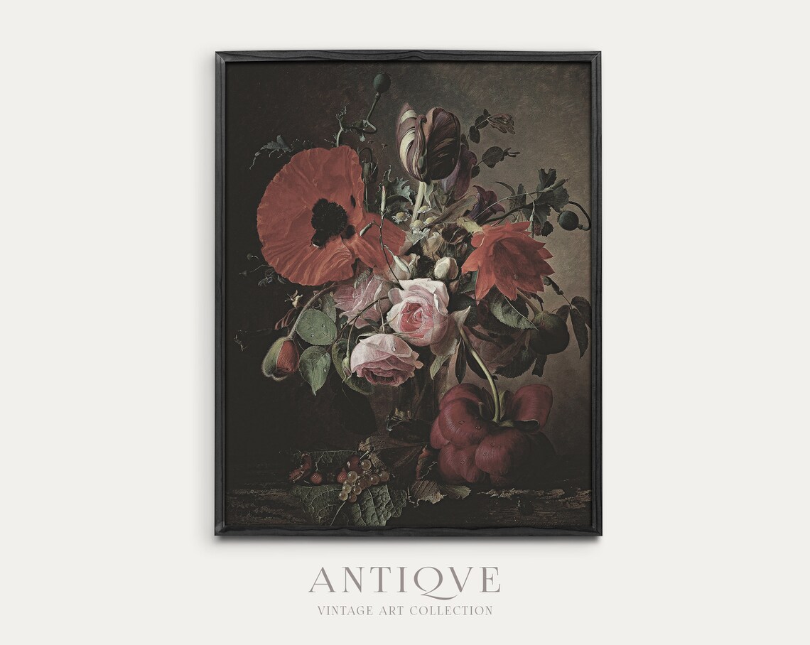 Moody Floral Painting, Dark Academia Art Print - Image 3