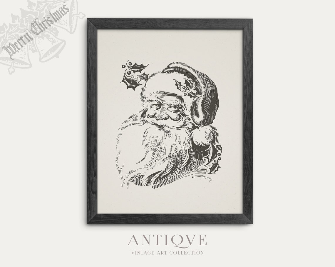 Father Christmas Sketch Print, Santa Claus Art - Image 2