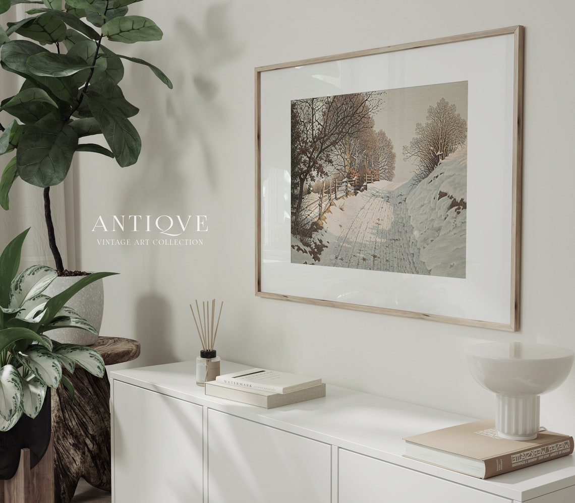 Winter Snow Print, Snowy Path Oil Painting - Image 4
