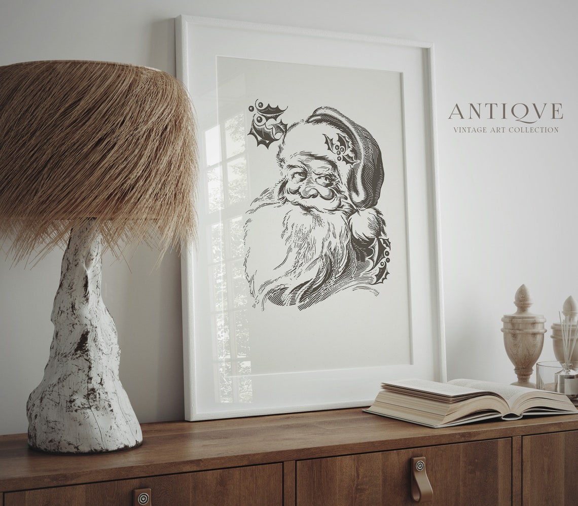 Father Christmas Sketch Print, Santa Claus Art - Image 4