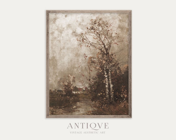 Moody Autumn Woods Trees Rustic Art Print