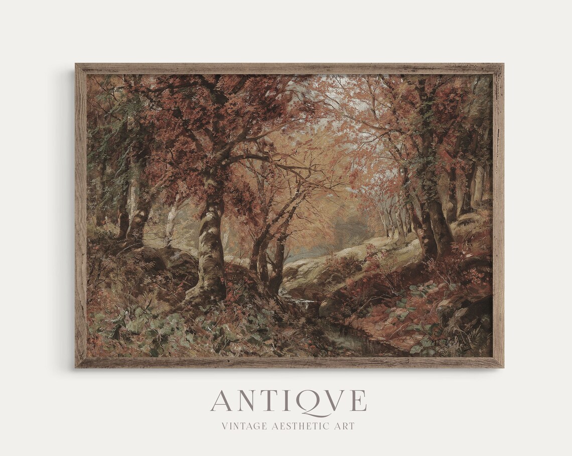 Fall Forest Print, Rustic Autumn Woods - Image 2