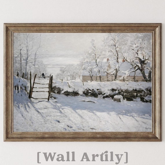 Claude Monet Vintage Wall Art Impressionist Art Painting Print Farmhouse Rustic Decor Neutral Muted Colors Print