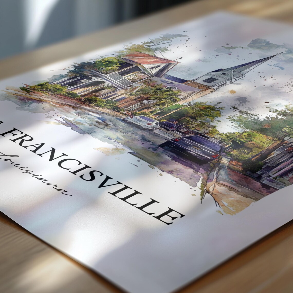 St Francisville Louisiana Church Spire Watercolor Travel Gift Poster - Image 6