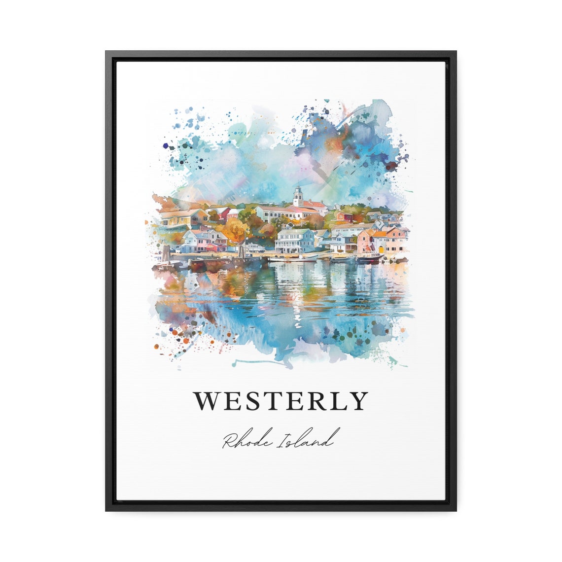 Westerly Rhode Island Watercolor Harbor Town Waterfront Poster - Image 3