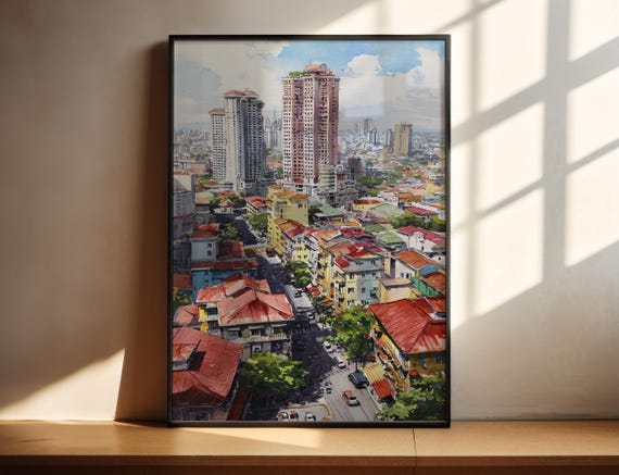 Manila Philippines Watercolor Art Travel Print Artwork Skyline Decor Wall