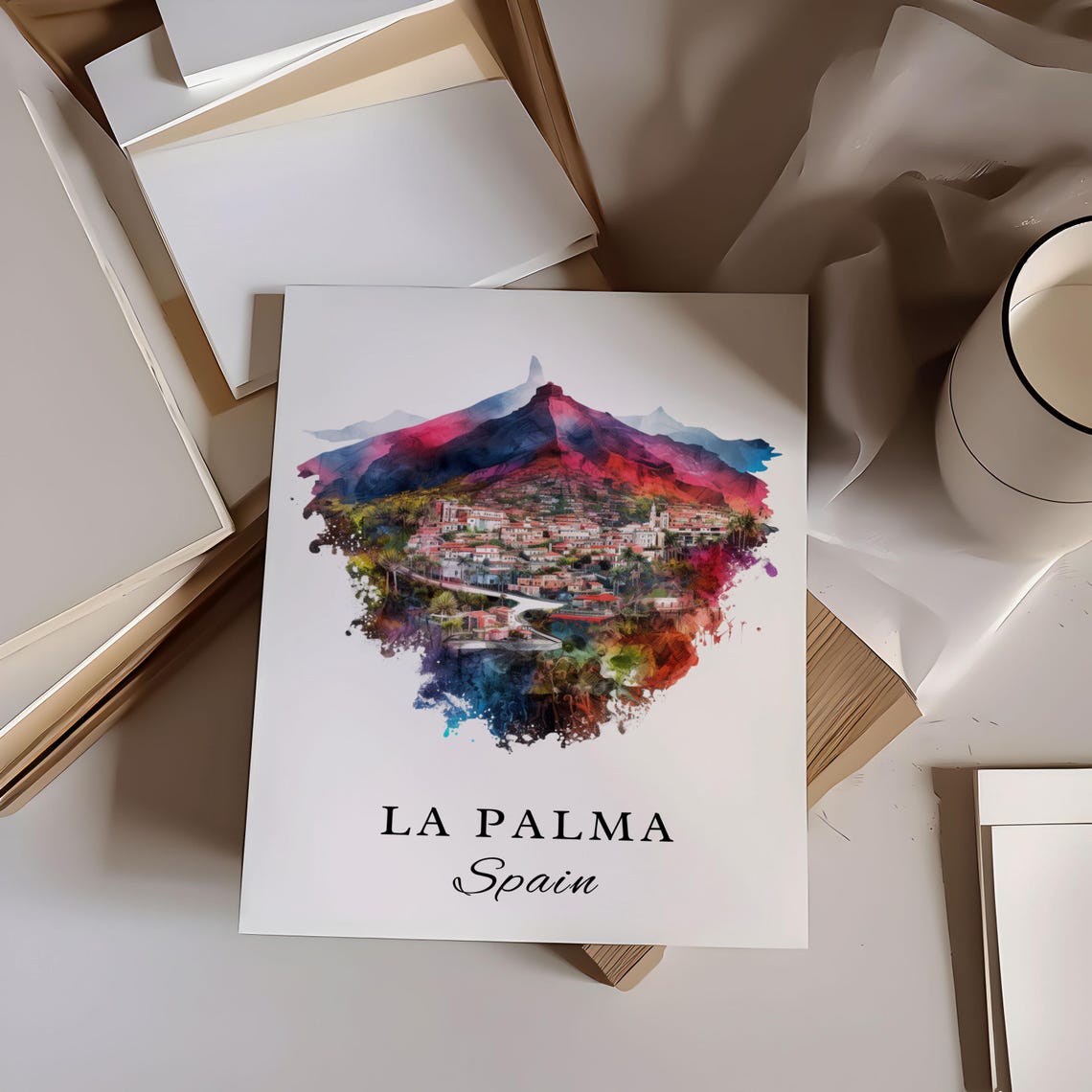 La Palma Spain Canary Islands Volcanic Coast Watercolor Poster - Image 4