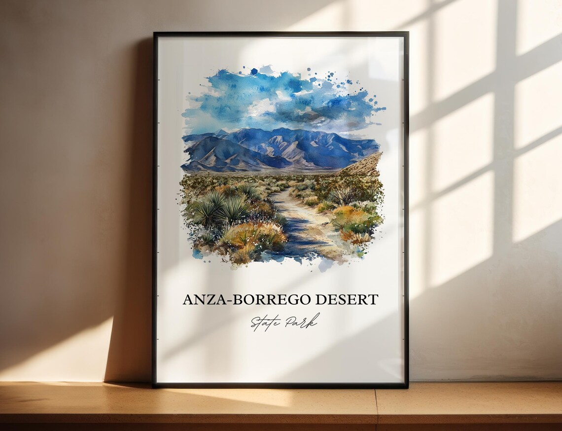 Anza-Borrego Desert California Cactus Trail Watercolor Travel Poster - Image 3