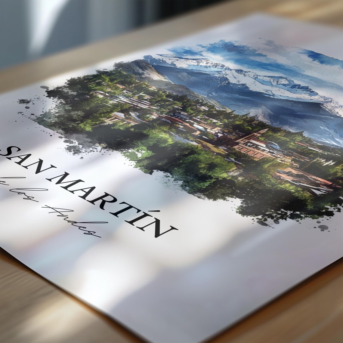 San Martin de los Andes Argentina Watercolor Andean View Poster - Image 6