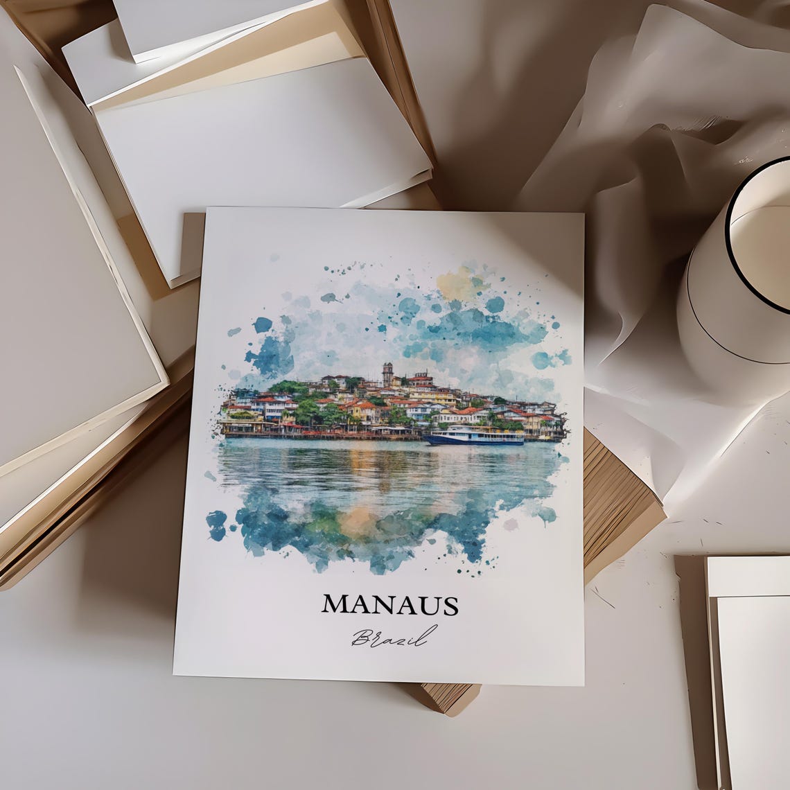 Manaus Brazil Wall Art Print Watercolor Gift Travel Poster Housewarming - Image 3