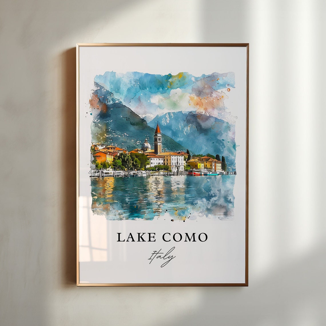 Lake Como Italy Watercolor Travel Poster Art Print