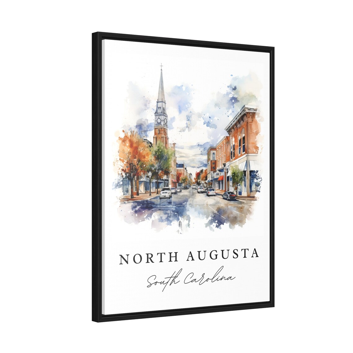 North Augusta South Carolina Watercolor Church Street Poster - Image 2