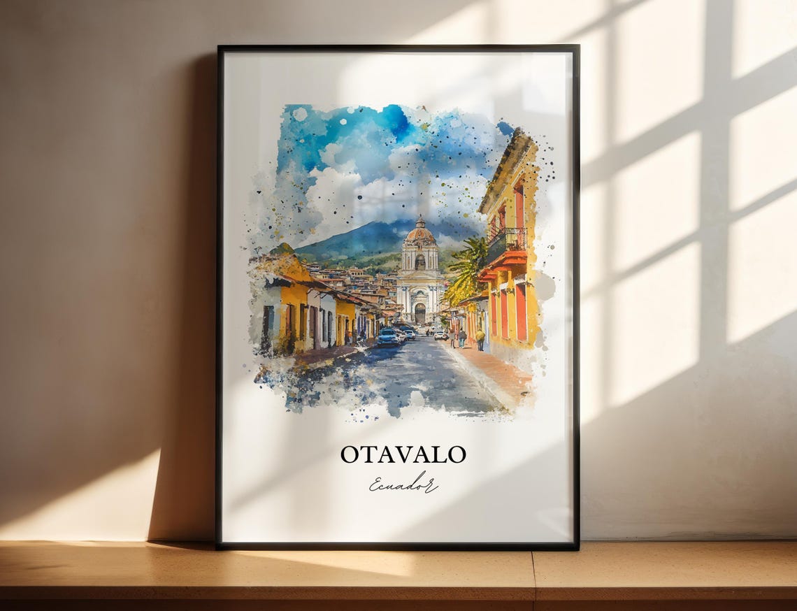 Otavalo Wall Art Ecuador Print Watercolor Gift Travel Poster Housewarming