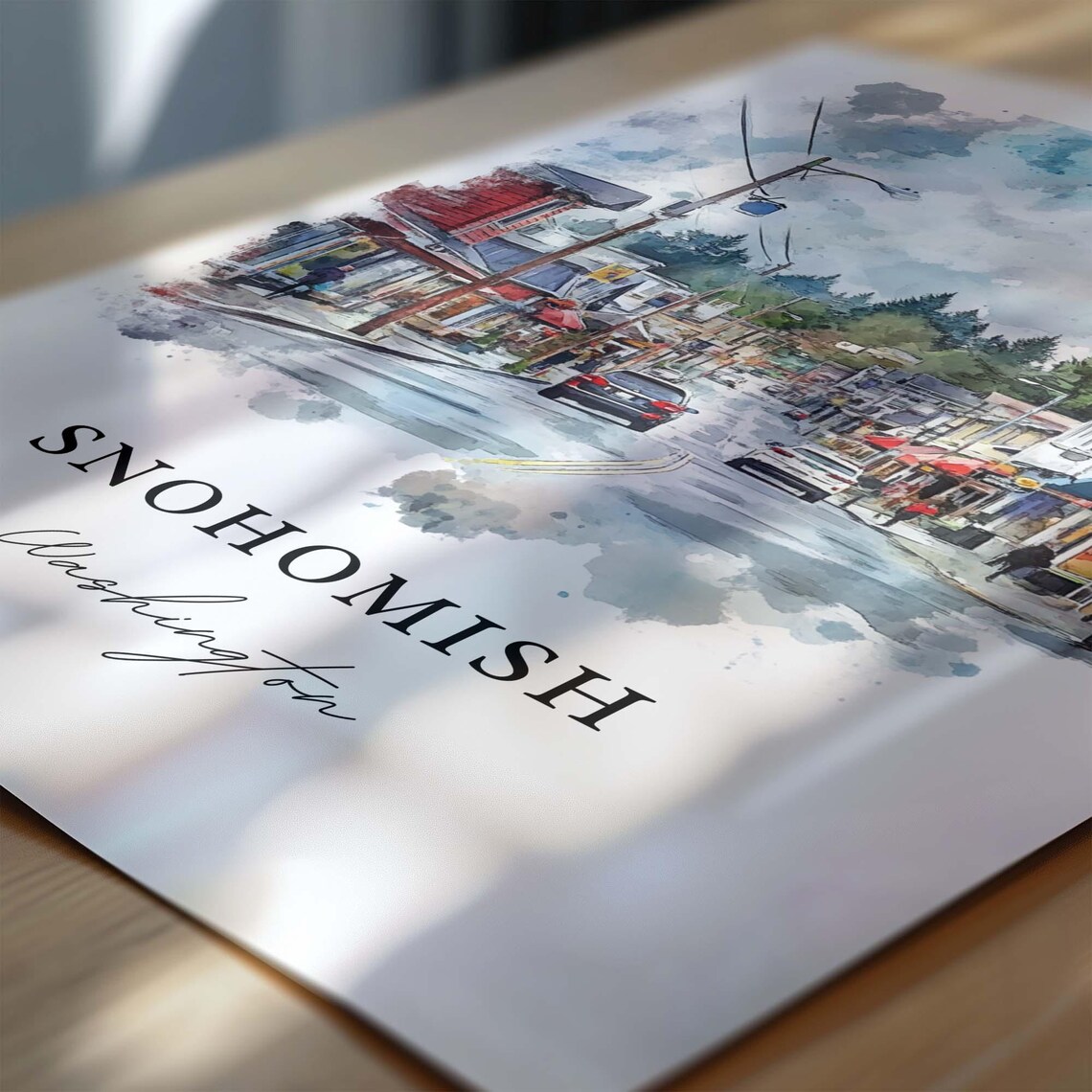 Snohomish Washington Historic Main Street Town Watercolor Poster - Image 6
