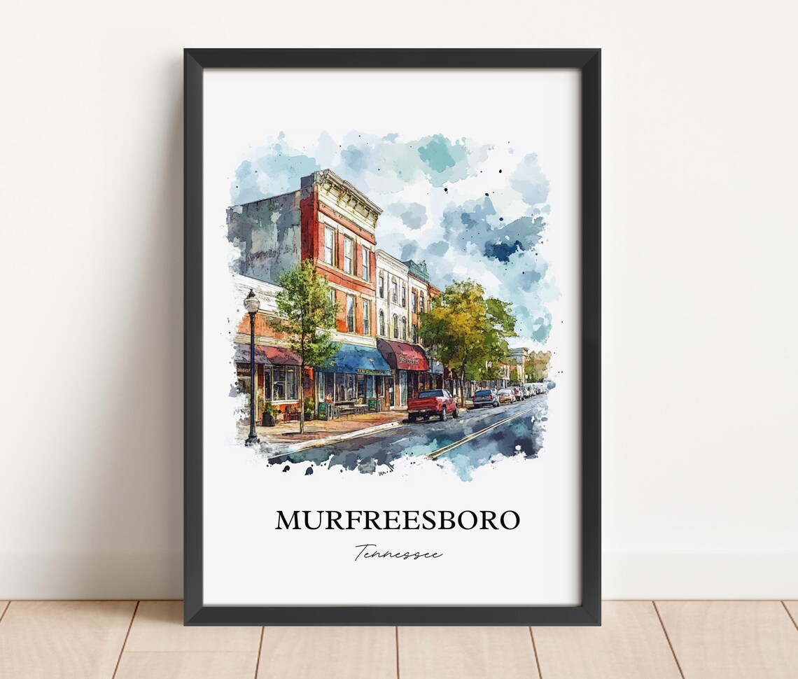Murfreesboro Tennessee Watercolor Historic Main Street Poster - Image 2