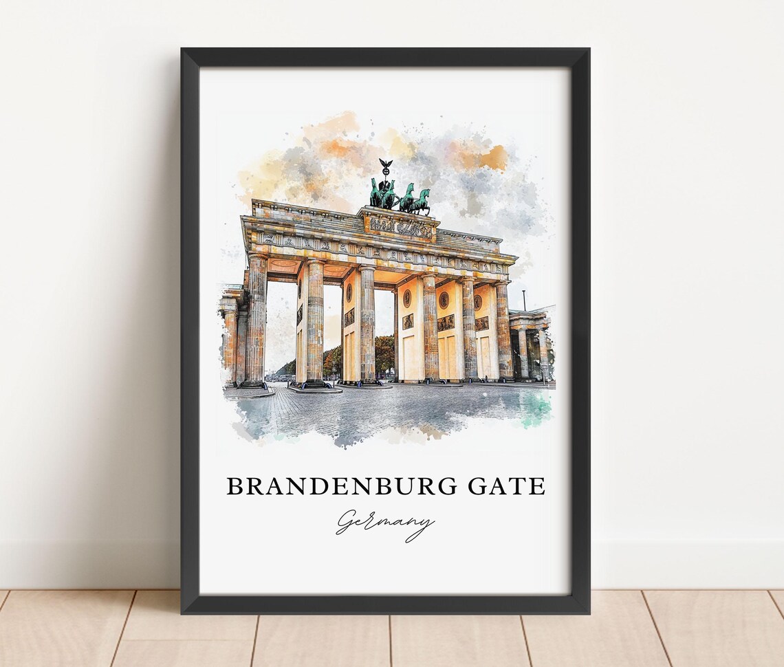 Brandenburg Gate Berlin Germany Historic Landmark Watercolor Poster - Image 3