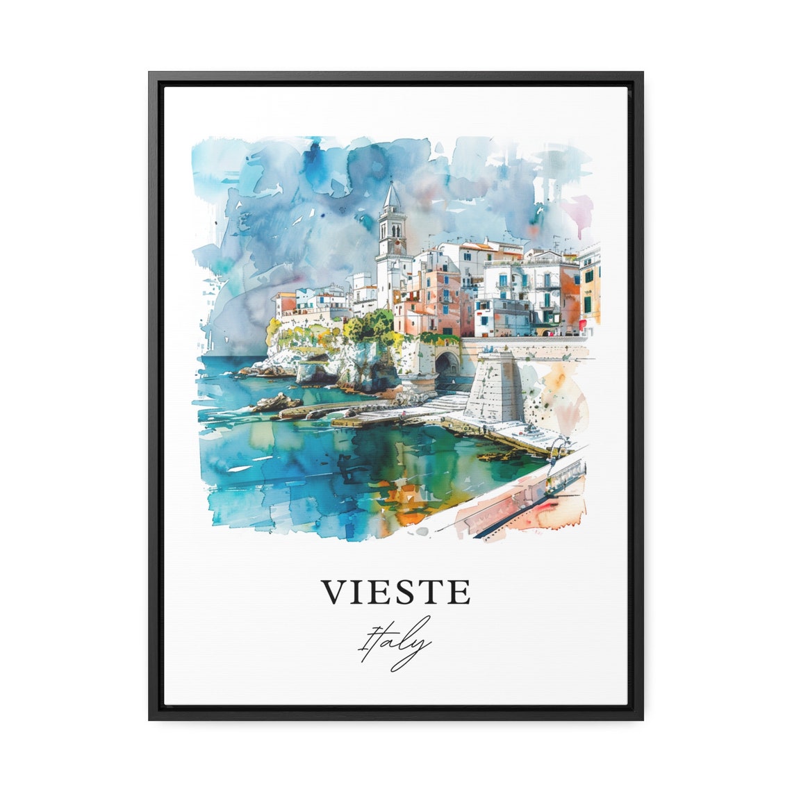 Vieste Italy Watercolor Travel Poster, Puglia - Image 3