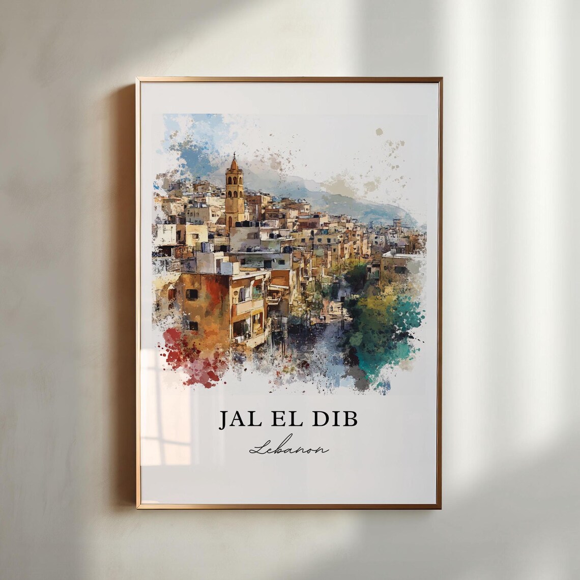 Jal El Dib Lebanon Hillside Town Bell Tower Mediterranean View Poster