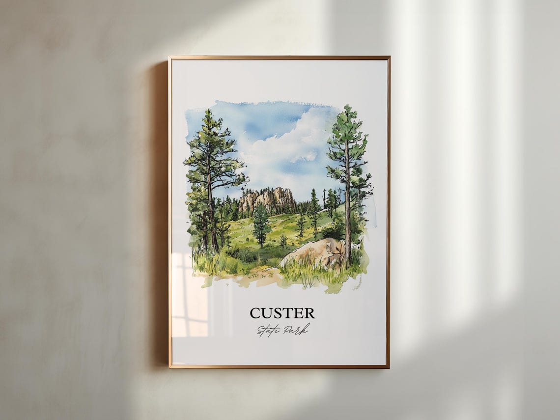 Custer State Park South Dakota Scenic Pine Forest Trail Art Poster - Image 3