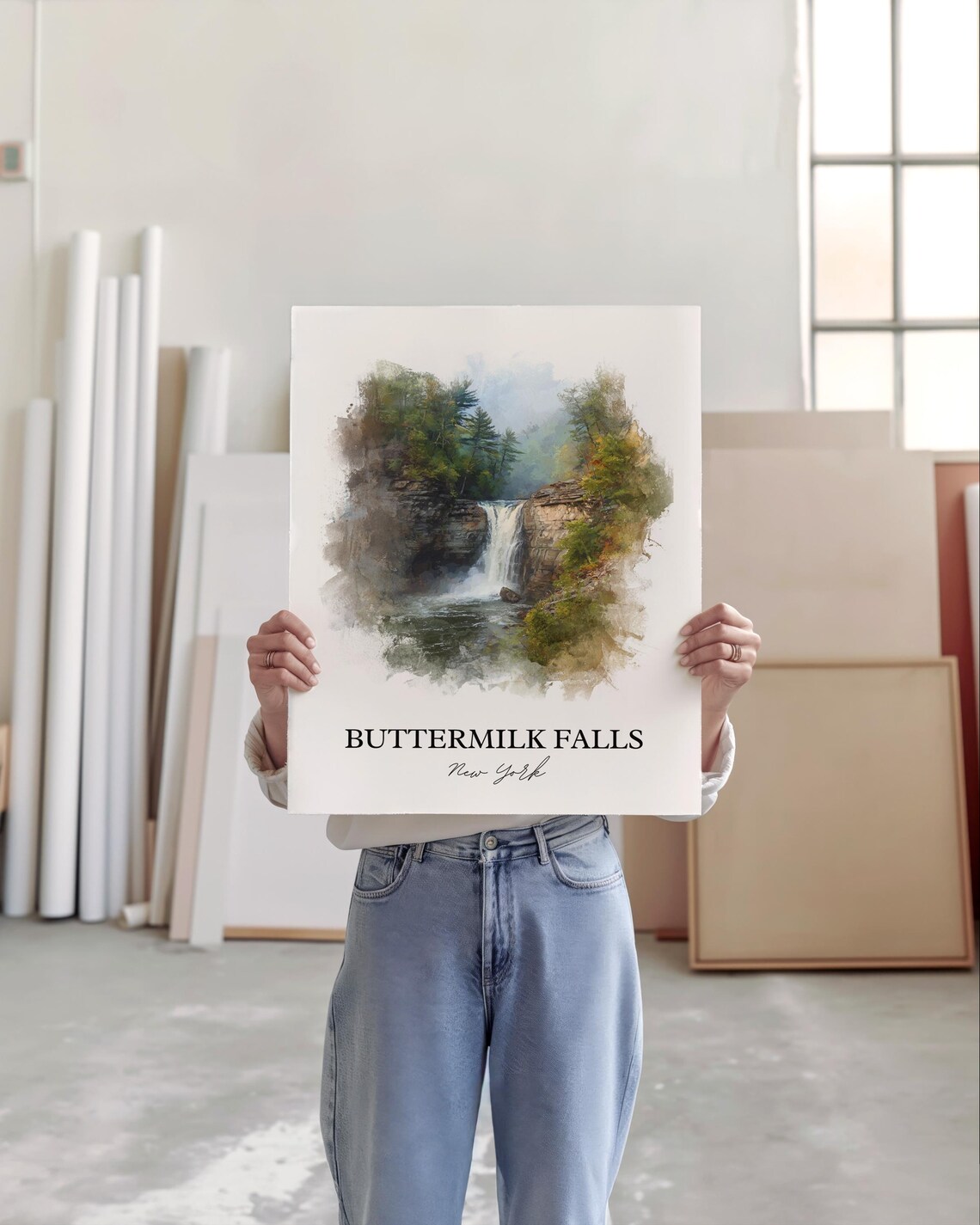 Buttermilk Falls New York Finger Lakes Region Waterfall Travel Poster - Image 3