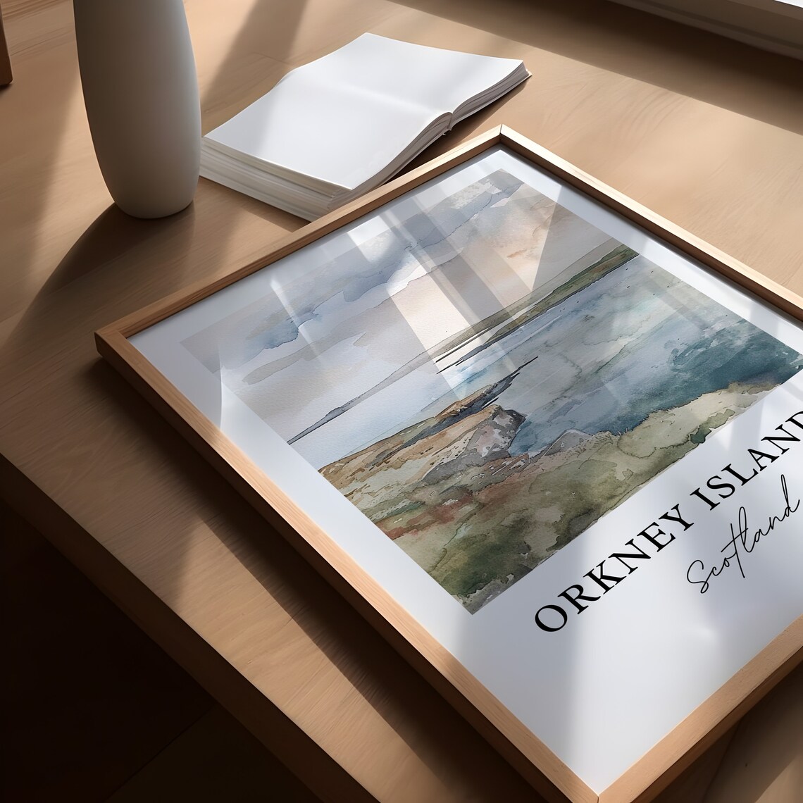 Orkney Islands Scotland Watercolor Coastal Cliff Seascape Poster - Image 5