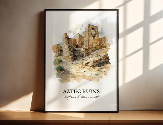 Aztec Ruins National Monument Wall Art New Mexico Print Nm Watercolor Gift Travel Poster Housewarming