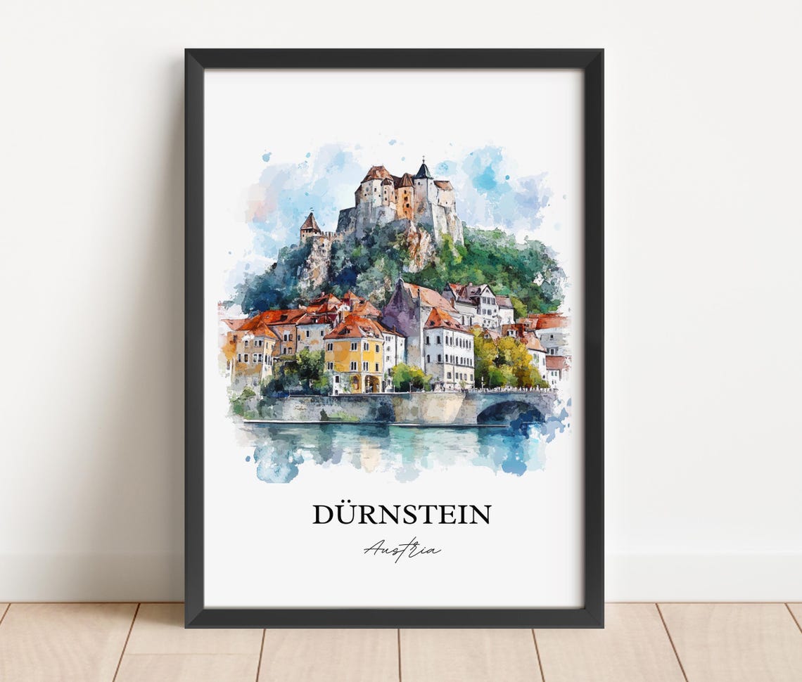 Dürnstein Austria Danube River Castle Watercolor Wachau Travel Poster - Image 2