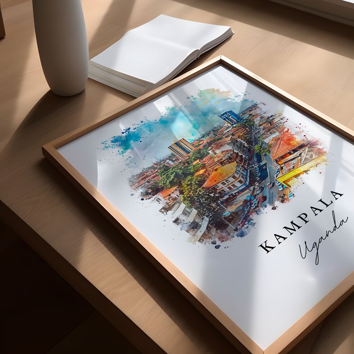 Kampala Uganda Bustling City Street Watercolor Travel Poster - Image 6