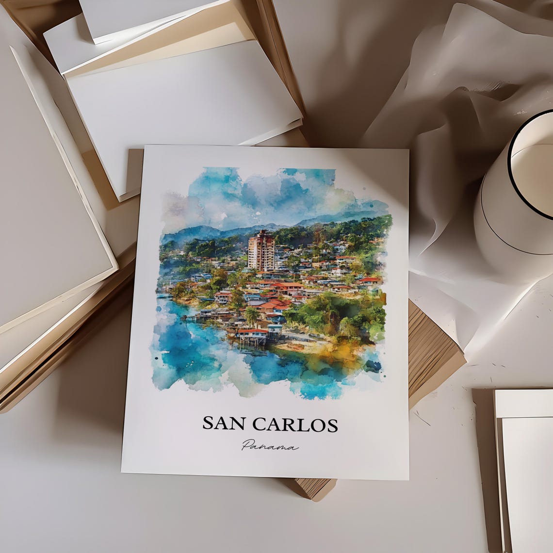 San Carlos Panama Art Oeste Print Watercolor Gift Travel Poster Housewarming - Image 2