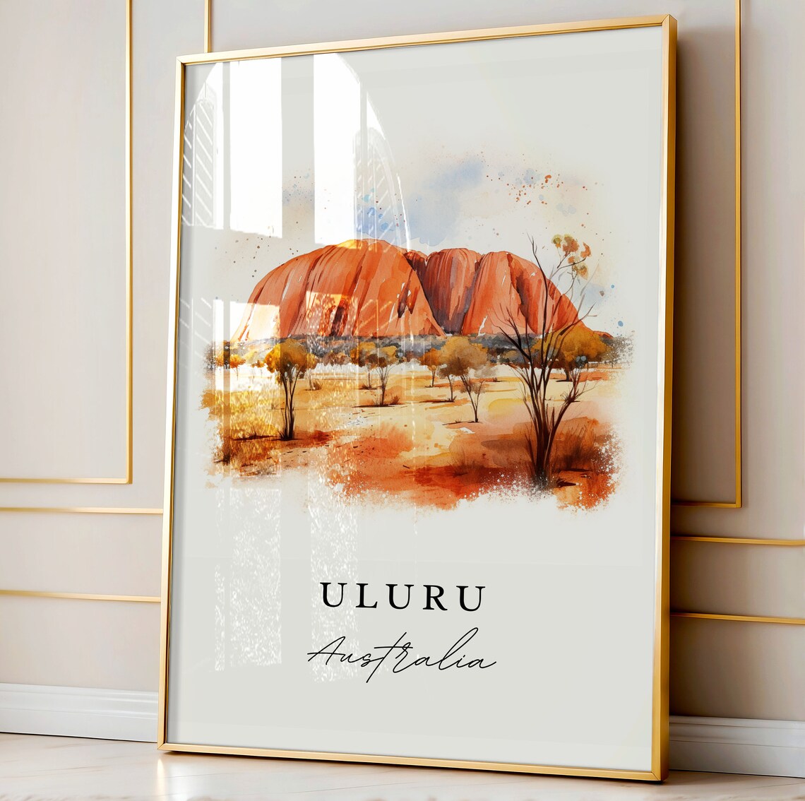 Uluru Australia Sacred Red Rock Desert Watercolor Travel Print - Image 4