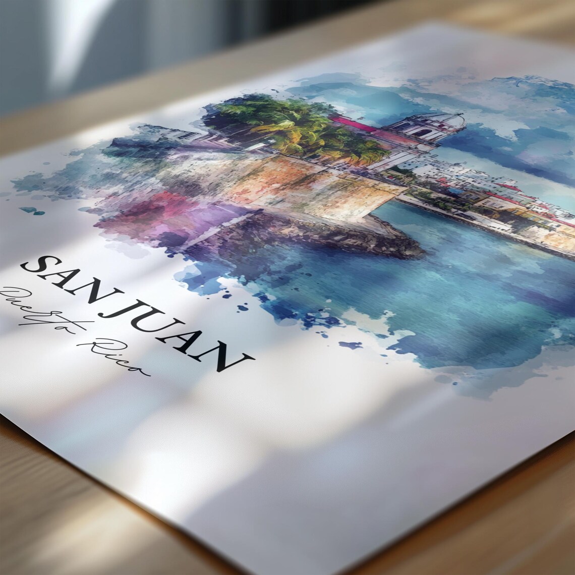San Juan Puerto Rico Old San Juan Coast Watercolor Travel Poster - Image 6
