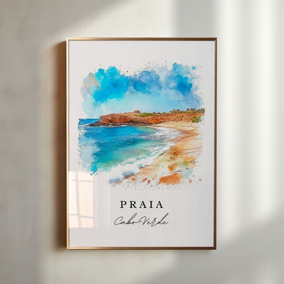 Praia Cape Verde Wall Art Cabo Print Africa Wedding Gift Birthday Present Custom Text Perfect