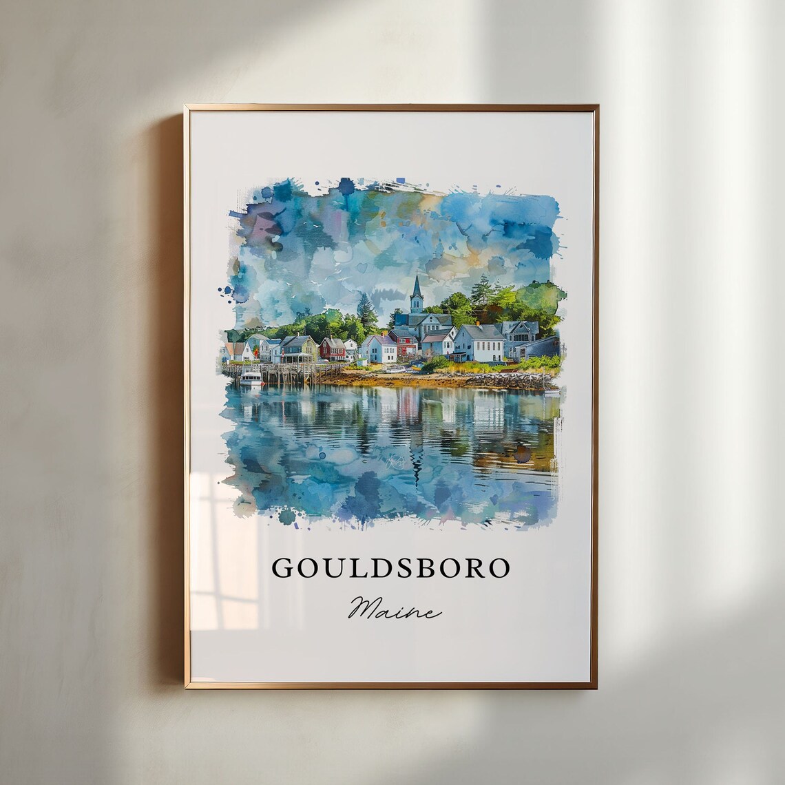 Gouldsboro Me Wall Art Hancock County Print Gouldsboro Watercolor Gouldsboro Maine Gift Travel Print Travel Poster Housewarming Gift