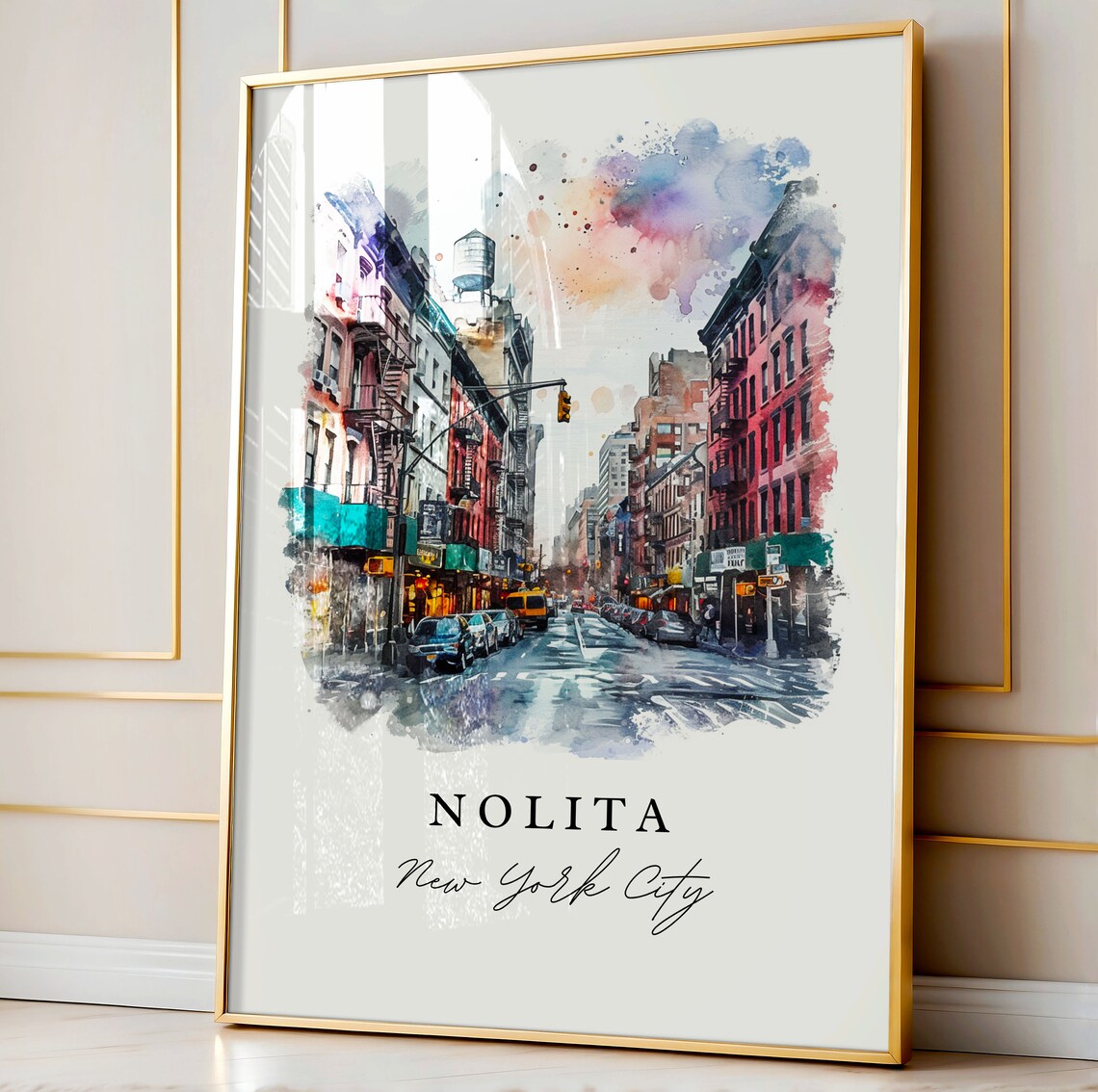 Nolita New York City Street Watercolor Manhattan Travel Poster - Image 4