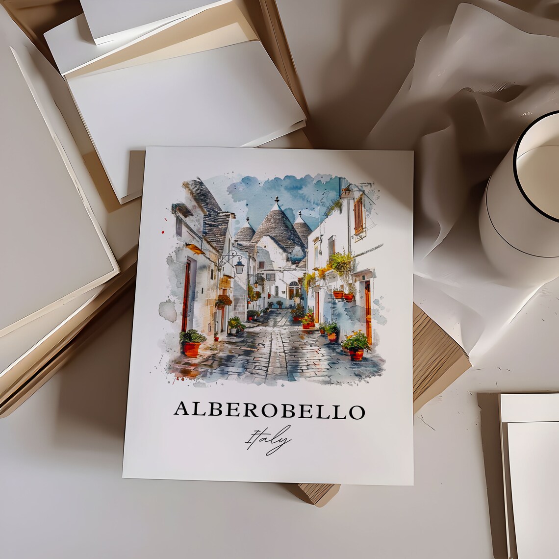 Alberobello Italy Trulli Stone Lane Watercolor Travel Poster - Image 6